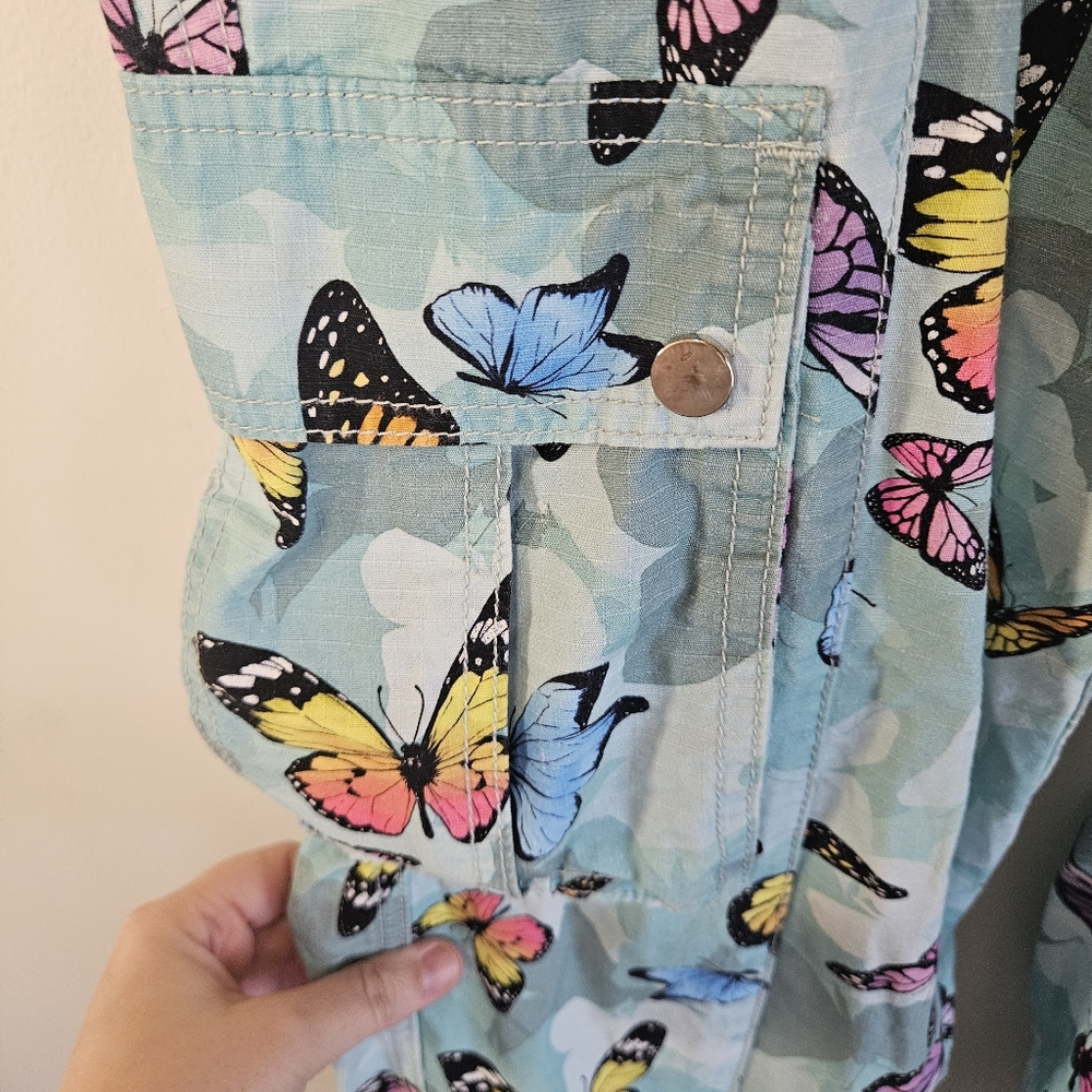 Delia’s Y2K Butterfly Parachute Cargo Pants Drawstring Hem Size S - Picture 6 of 8